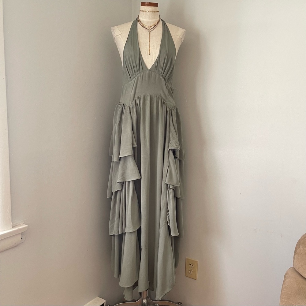 Free People Cottagecore Fairy maxi dress in Sage Green Large NWOT rare color - Picture 2 of 9